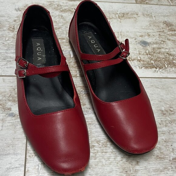 Red Aqua Mary Jane Flats Size 6.5 - Picture 2 of 5